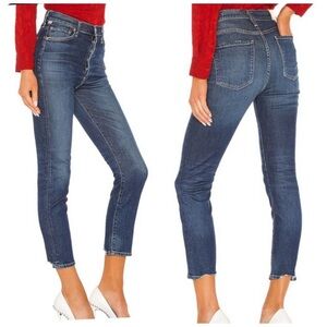 Citizens of Humanity Olivia High Rise Slim Ankle Jeans Frayed Back Hem Size 27